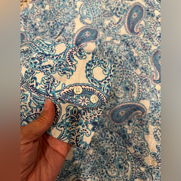 NWT Talbots Paisley cotton  button down shirt - Picture 7 of 10